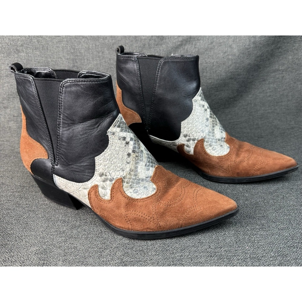 Nine West Cedar Western Style Patchwork Ankle Boots Women's U.S. Size 7
